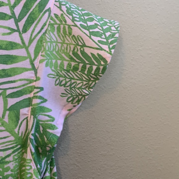 Girls Cherokee Pink and Green Palm Button Up Romper - Picture 6 of 7